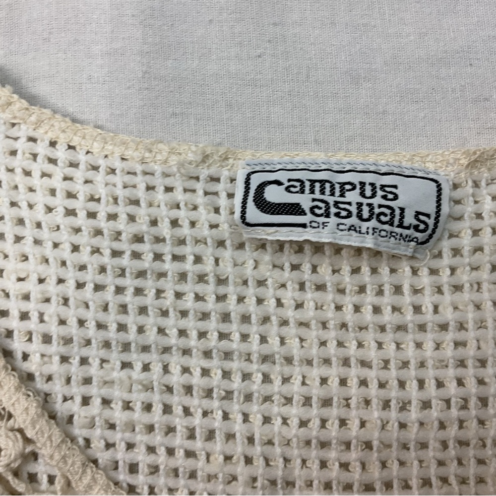 Campus Casuals Beige Sweater Vest, Size S, Knitted Cropped Boho Vintage Casual - Picture 4 of 7
